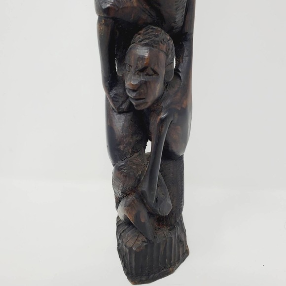 Vintage Carved Wood Sculpture African Folk Art Handcrafted Home Decor - Picture 3 of 9